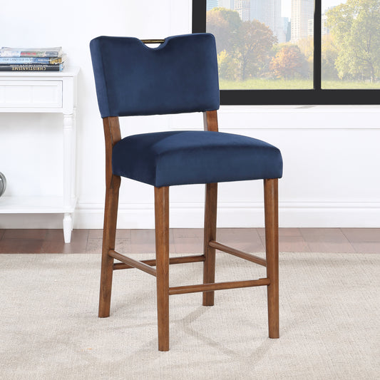 Bonito Navy Blue Velvet Counter Height Stool