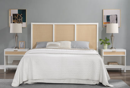 Bayport White Wood and Cane Accent Headboard