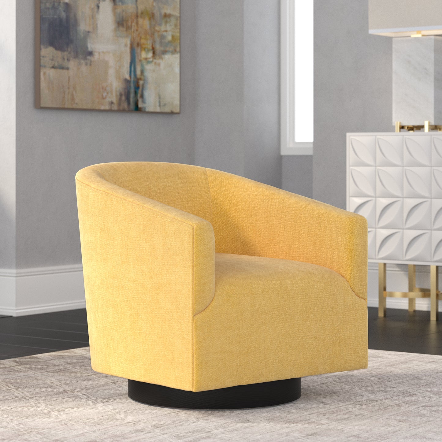 Geneva Wood Base Swivel Accent Chair