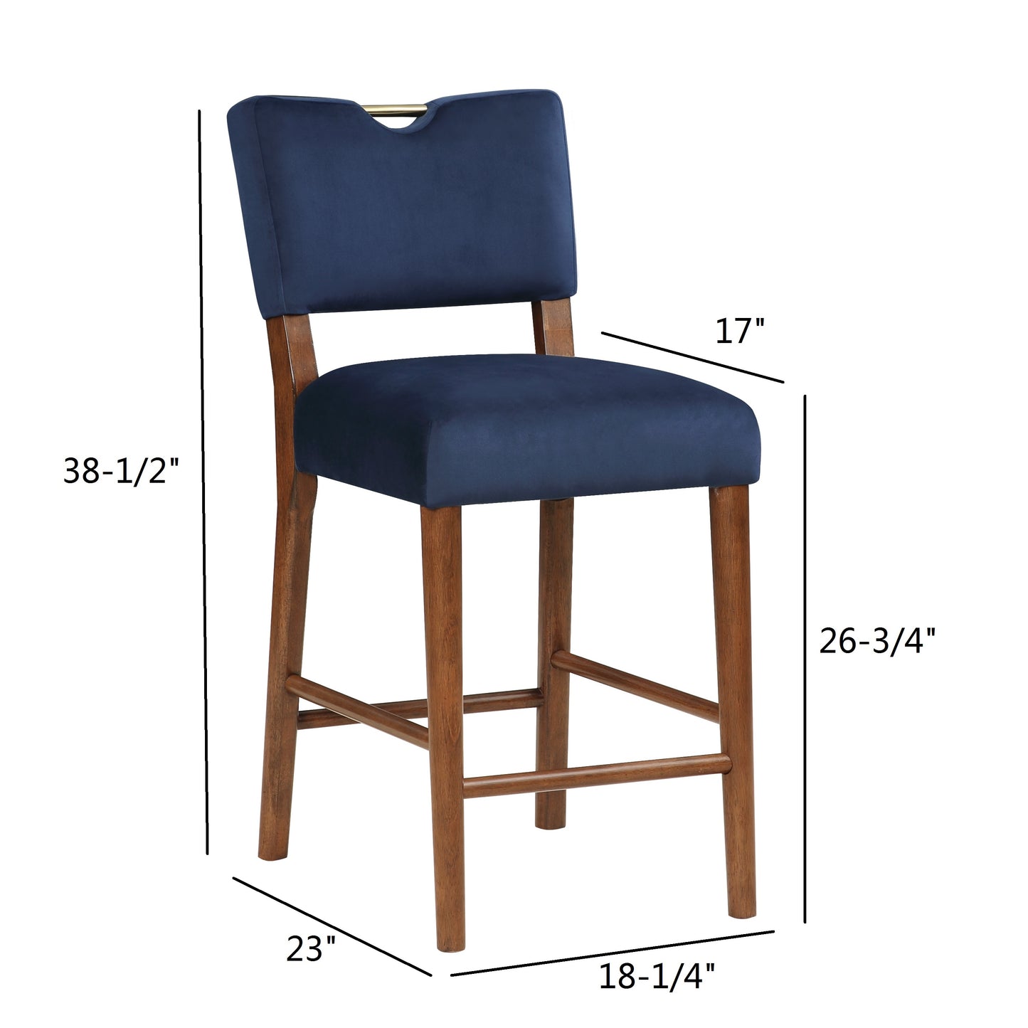 Bonito Navy Blue Velvet Counter Height Stool