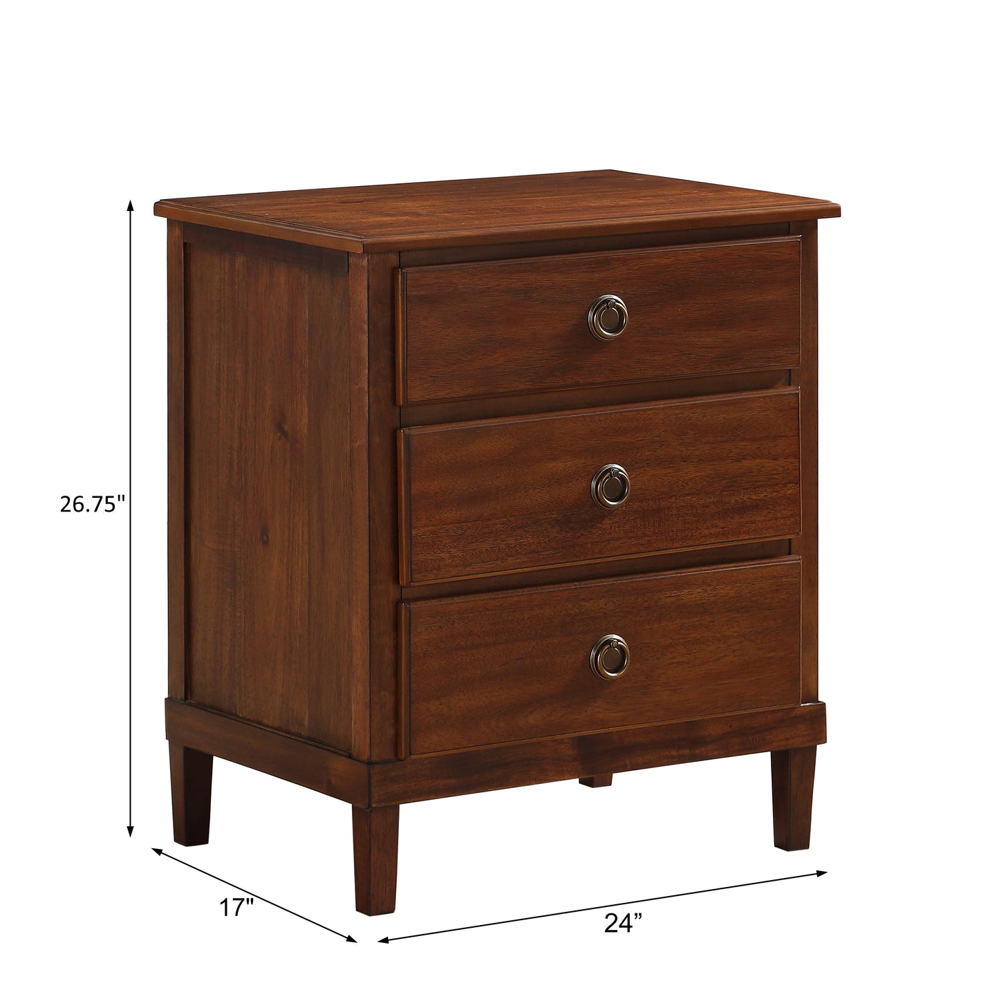 Cambridge Brown 3-Drawer Nightstand