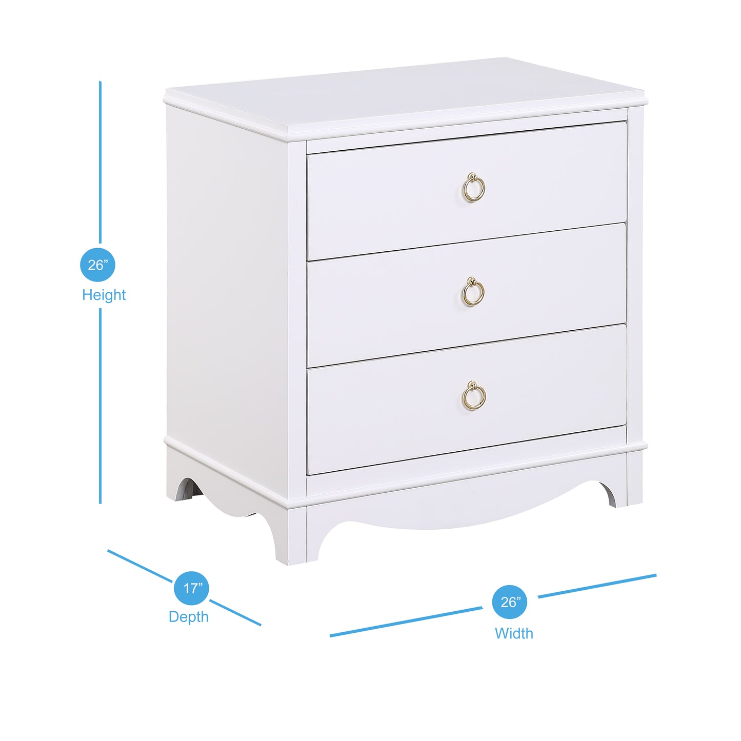 Laurel 3-drawer Nightstand