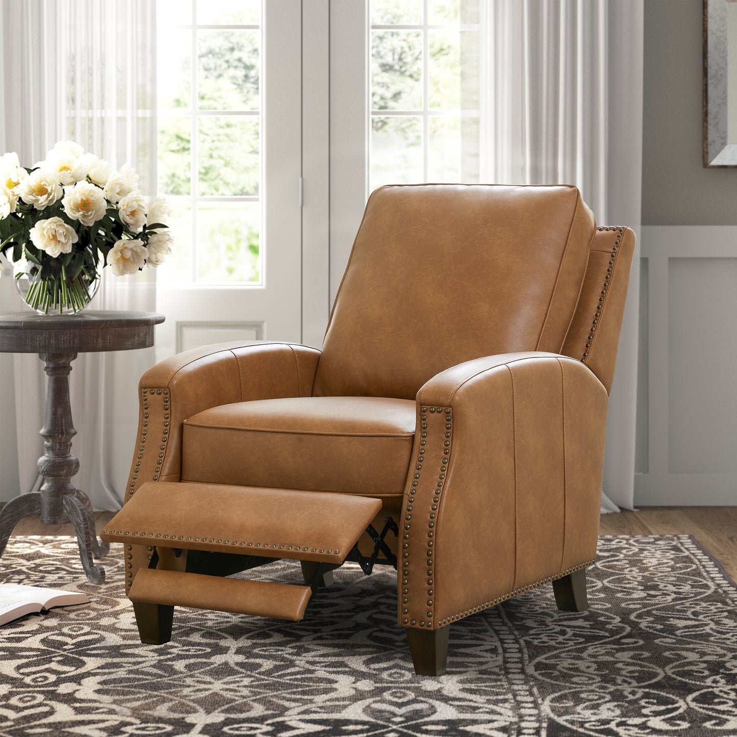 James Faux Leather Push Back Recliner