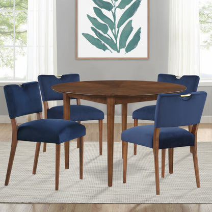 Bonito 5-Piece Round Dining Set in Walnut Finish