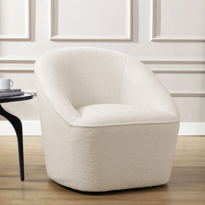 Andria Milky White Boucle Swivel Accent Chair