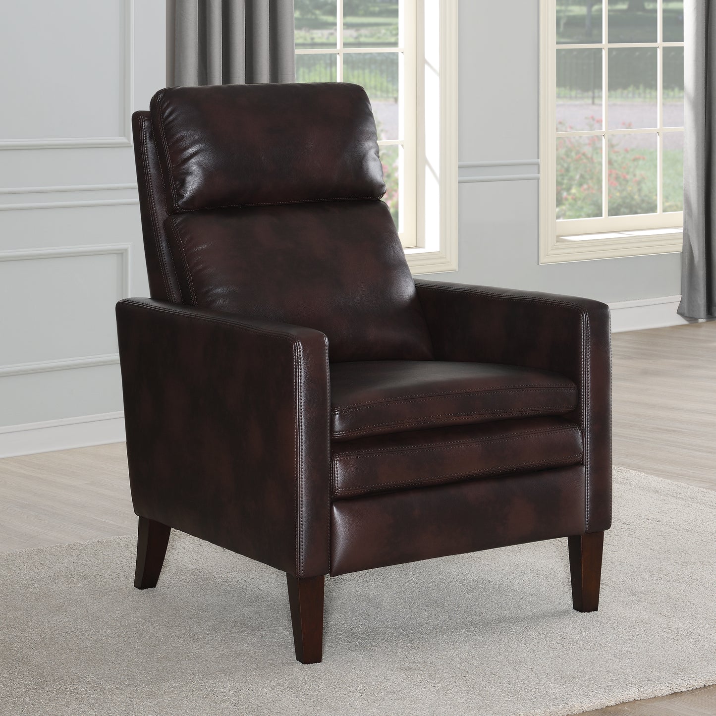 Vicente Traditional Faux Leather Push Back Recliner