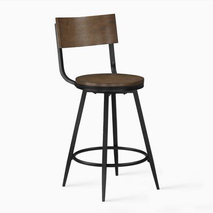 Dalia Brown Wood and Metal Swivel Stool